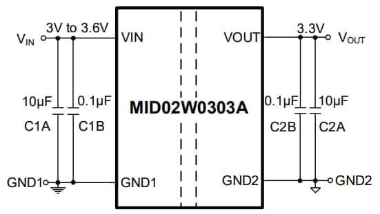 Application Circuit Diagram - Monolithic Power Systems (MPS) MID02W0303A DC/DC Converters